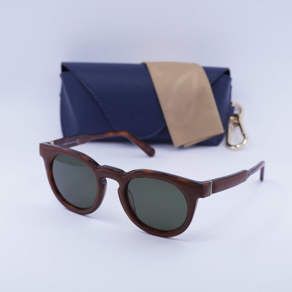 Loewe LW40003U 55N Round Sunglasses - Brown Leather/Brown - Picture 6 of 9